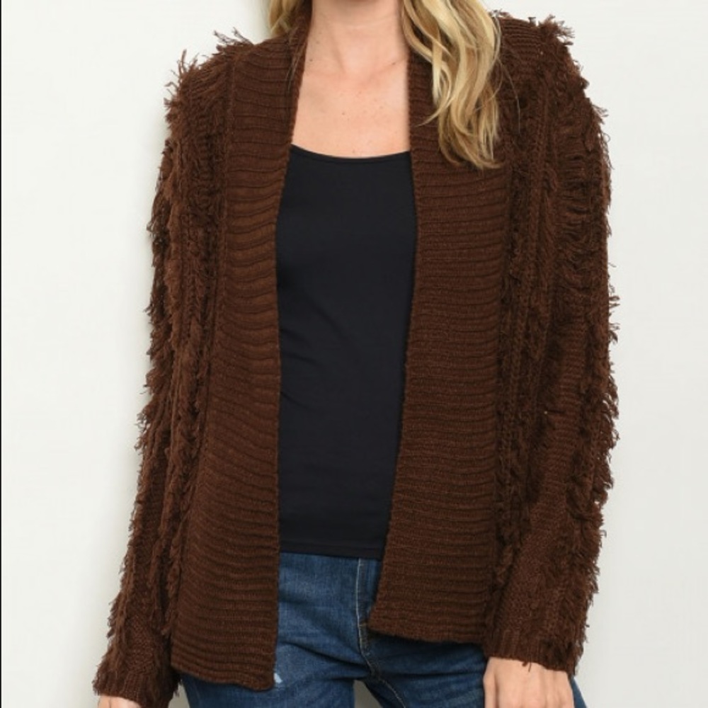 ♦️⚡️Brown Furry Cardigan